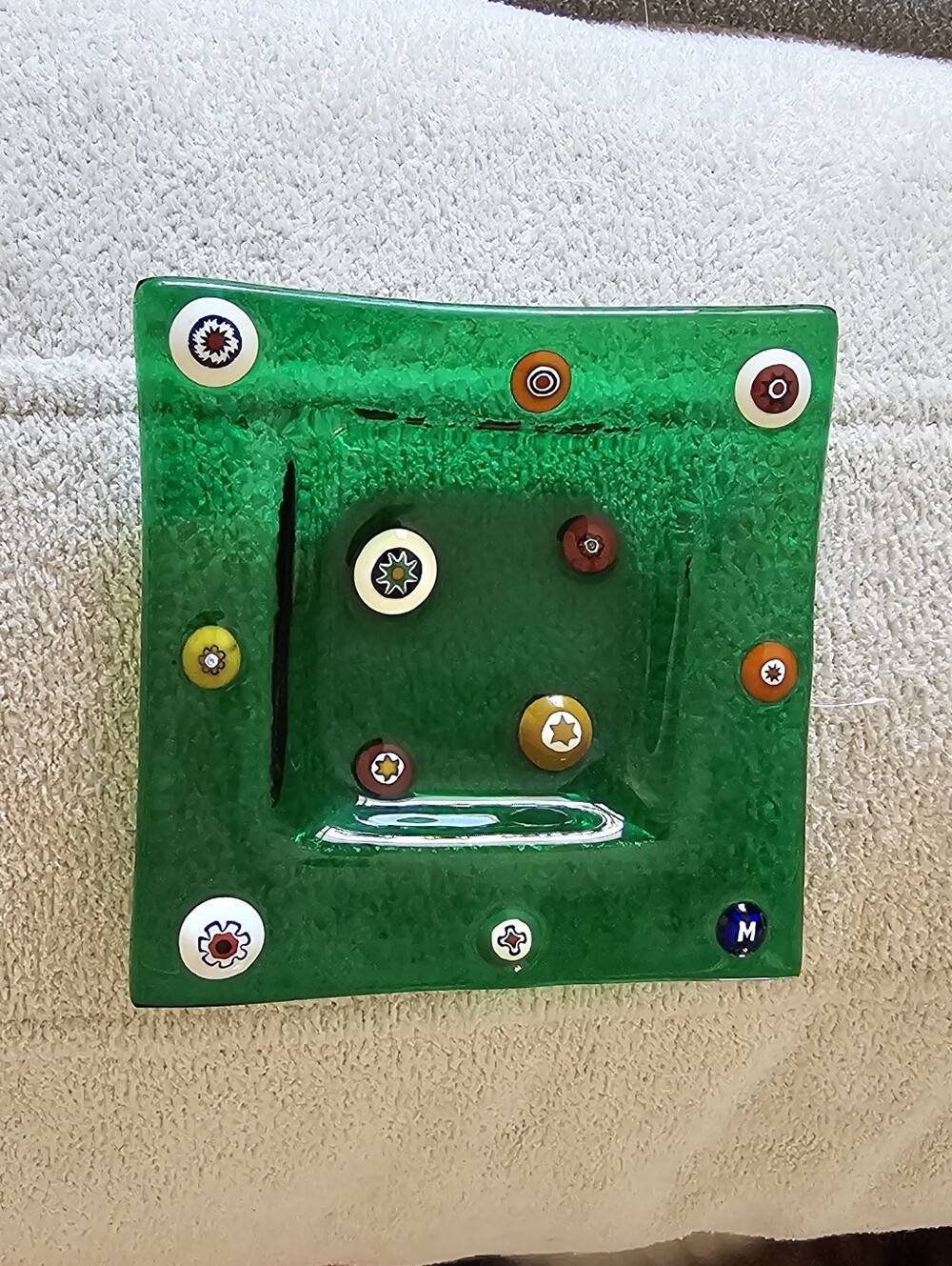 Murano Green Fused Glass Trinket Dish